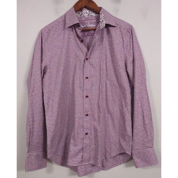 Robert Graham Red white Checked Long Sleeve Button Up shirt size Large - Picture 1 of 8